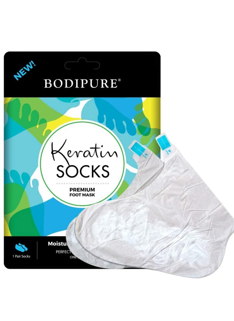 Bodipure Premium Foot Mask Keratin Socks | at Home Spa Moisturizer Socks for Dry Cracked Feet, Callus & Heel Softening | Easy-to-Use Pedicure Foot Repair | Chemical-Free Feet Treatment | 12 Pairs