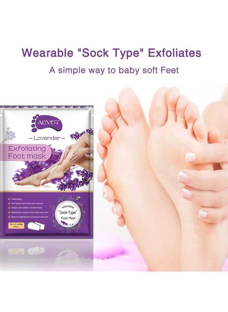 Foot Peel Mask - 5 Pack Foot Mask for Dry Dead Skin, Callus, Repair Rough Heels - Make Your Feet Baby Soft Get Smooth Silky Skin - Lavender