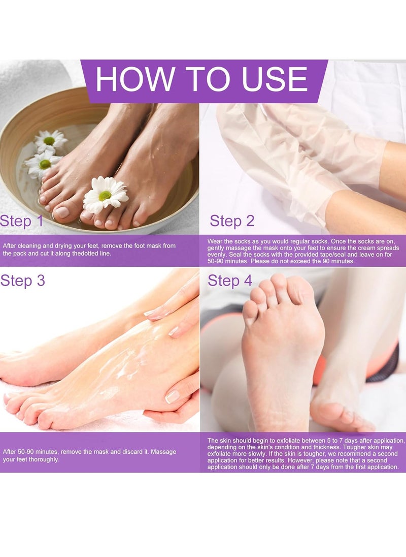 Foot Peel Mask - 5 Pack Foot Mask for Dry Dead Skin, Callus, Repair Rough Heels - Make Your Feet Baby Soft Get Smooth Silky Skin - Lavender