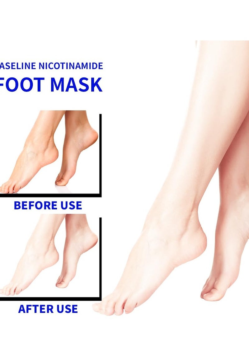 6 Pack Foot Mask Moisturizing Hydrating Foot Spa Socks for Softens Rough Dry Cracked Feet Treatment Care - Nicotinamide + Shea Butter + Goat Milk