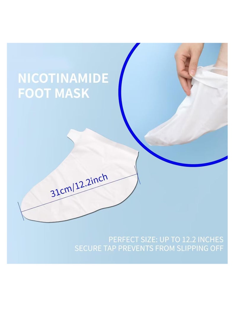 6 Pack Foot Mask Moisturizing Hydrating Foot Spa Socks for Softens Rough Dry Cracked Feet Treatment Care - Nicotinamide + Shea Butter + Goat Milk