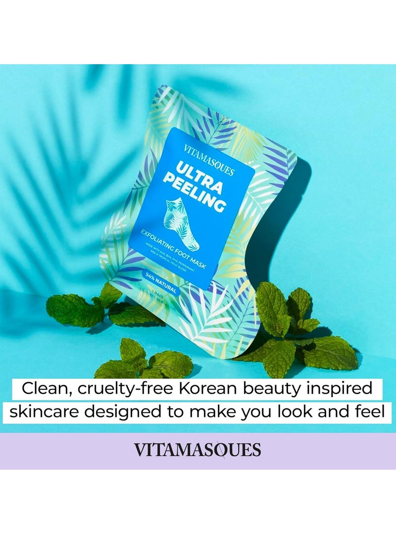 Vitamasques Ultra Foot Peeling Mask, 5 Pack - Exfoliating Foot Peel Mask for Dry Cracked Feet & Dead Skin - Cruelty-Free & Dermatologically Tested Foot Care