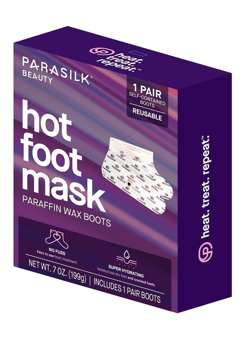 Parasilk Beauty Hot Foot Mask – 1 Pair Self Contained Paraffin Wax Boots for Intensive Hydration. Infused with Coconut Oil, Argan Oil, Marula Oil, and Vitamin E. One Size Fits Most