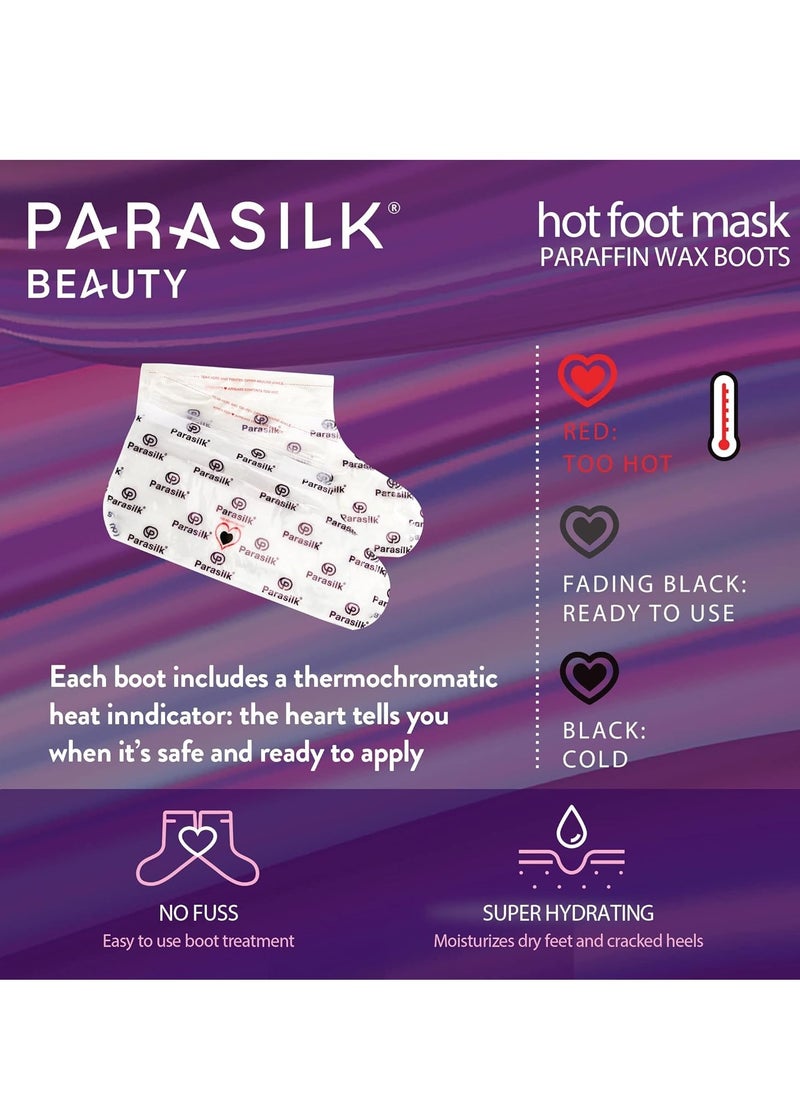 Parasilk Beauty Hot Foot Mask – 1 Pair Self Contained Paraffin Wax Boots for Intensive Hydration. Infused with Coconut Oil, Argan Oil, Marula Oil, and Vitamin E. One Size Fits Most