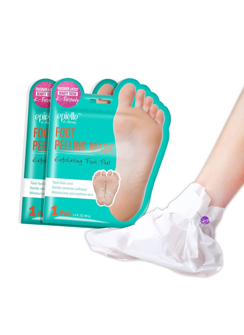 Epielle-Foot Peel Mask - 2 Pack - For Cracked Heels, Dead Skin & Calluses - Make Your Feet Baby Soft & Get a Smooth Skin, Removes & Repairs Rough Heels, Dry Toe Skin - Exfoliating Peeling Treatment