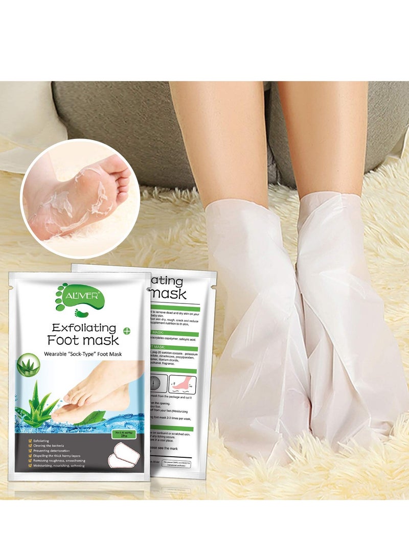 Foot Peel Mask 3 Pack， Exfoliator Peel Off Calluses Dead Skin Callus Remover，Baby Soft Smooth Touch Feet-Men Women (Aloe Vera)