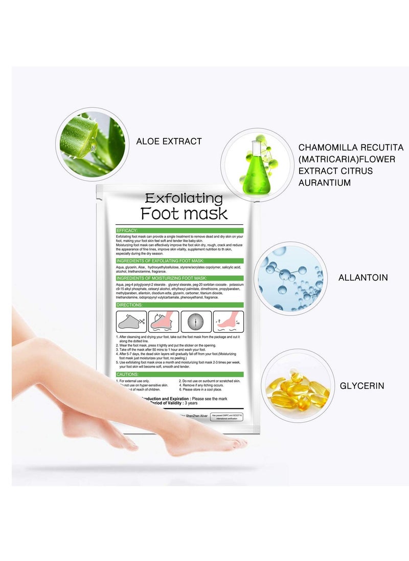 Foot Peel Mask 3 Pack， Exfoliator Peel Off Calluses Dead Skin Callus Remover，Baby Soft Smooth Touch Feet-Men Women (Aloe Vera)