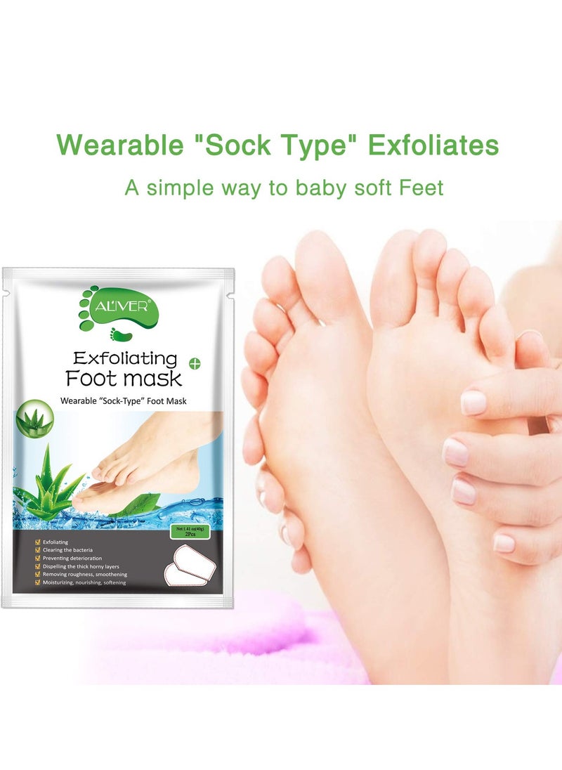 Foot Peel Mask 3 Pack， Exfoliator Peel Off Calluses Dead Skin Callus Remover，Baby Soft Smooth Touch Feet-Men Women (Aloe Vera)