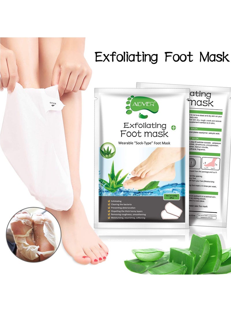 Foot Peel Mask 3 Pack， Exfoliator Peel Off Calluses Dead Skin Callus Remover，Baby Soft Smooth Touch Feet-Men Women (Aloe Vera)