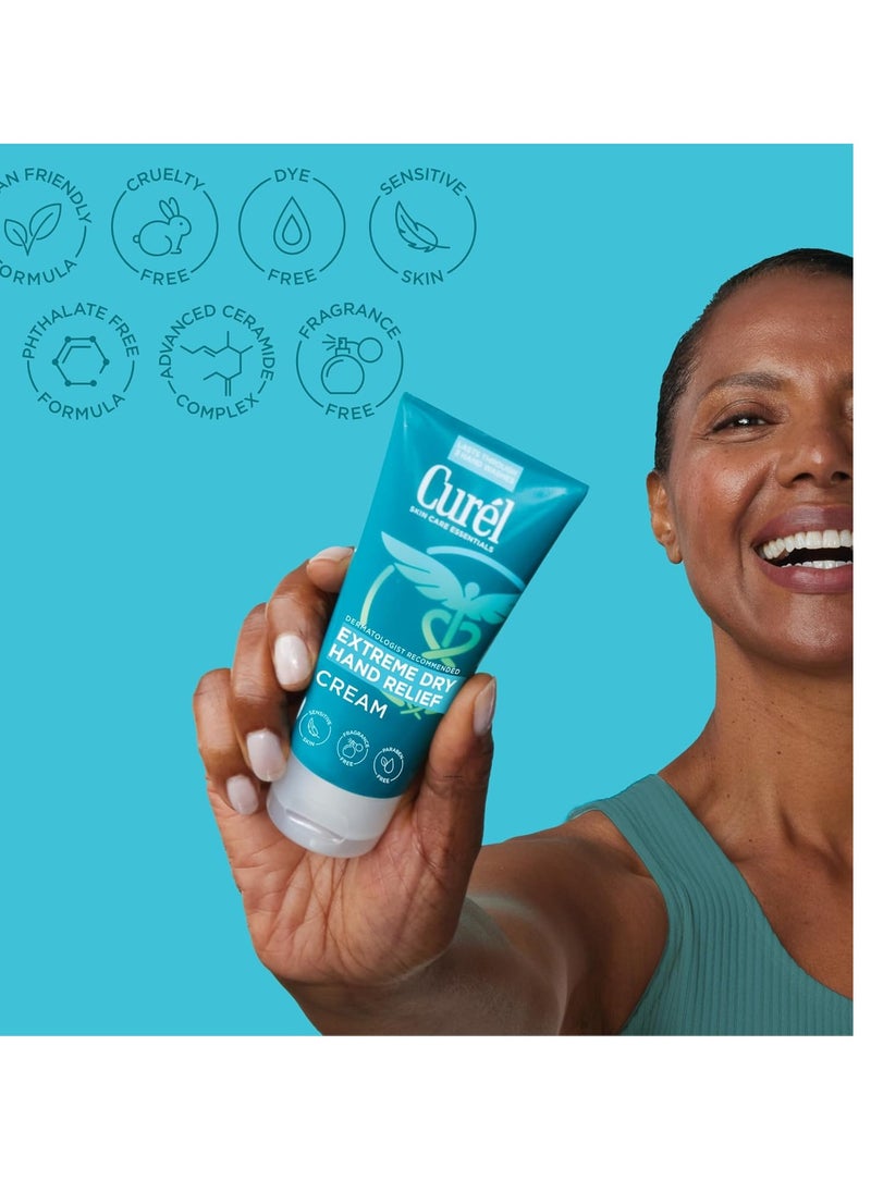 Curel Extreme Dry Hand Dryness Relief, Travel Size Hand Cream, Easily Absorbed for Long-Lasting Relief after Washing Hands, with Eucalyptus Extract, 3 Ounces
