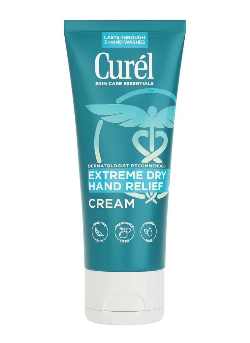 Curel Extreme Dry Hand Dryness Relief, Travel Size Hand Cream, Easily Absorbed for Long-Lasting Relief after Washing Hands, with Eucalyptus Extract, 3 Ounces