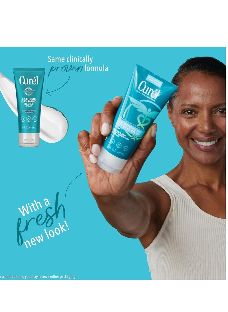 Curel Extreme Dry Hand Dryness Relief, Travel Size Hand Cream, Easily Absorbed for Long-Lasting Relief after Washing Hands, with Eucalyptus Extract, 3 Ounces