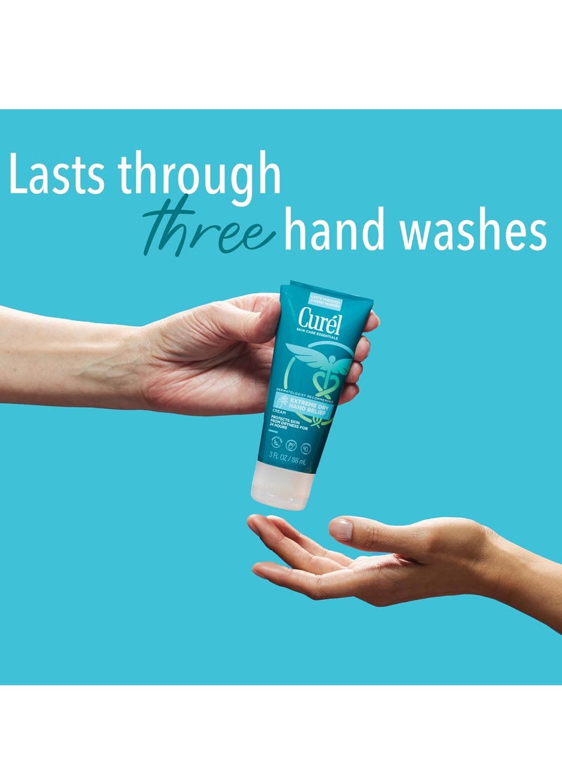 Curel Extreme Dry Hand Dryness Relief, Travel Size Hand Cream, Easily Absorbed for Long-Lasting Relief after Washing Hands, with Eucalyptus Extract, 3 Ounces