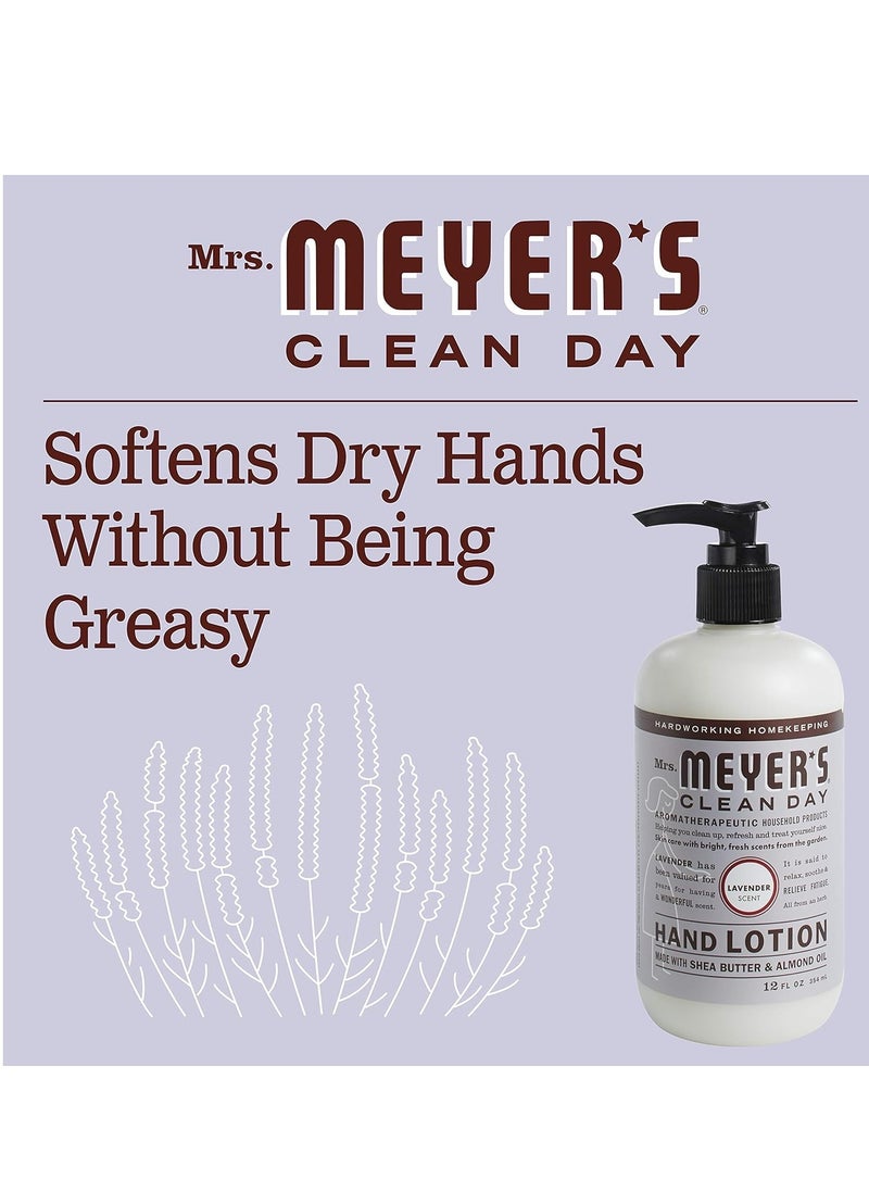MRS. MEYER'S CLEAN DAY Hand Lotion for Dry Hands, Non-Greasy Moisturizer Made with Essential Oils, Lavender, 12 oz