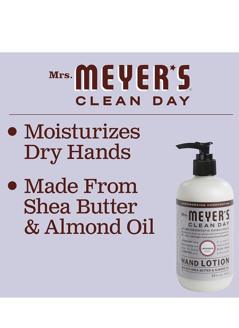 MRS. MEYER'S CLEAN DAY Hand Lotion for Dry Hands, Non-Greasy Moisturizer Made with Essential Oils, Lavender, 12 oz