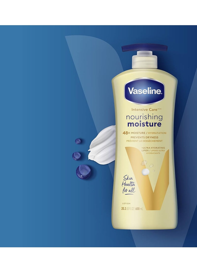 Vaseline Intensive Care Nourishing Moisture Body Lotion for Dry Skin, Made with Ultra-Hydrating Lipids + Pure Oat Extract for Nourished, Healthy-Looking Skin 20.3 oz, 3ct