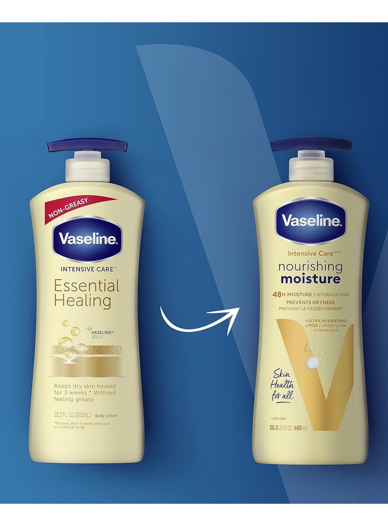 Vaseline Intensive Care Nourishing Moisture Body Lotion for Dry Skin, Made with Ultra-Hydrating Lipids + Pure Oat Extract for Nourished, Healthy-Looking Skin 20.3 oz, 3ct