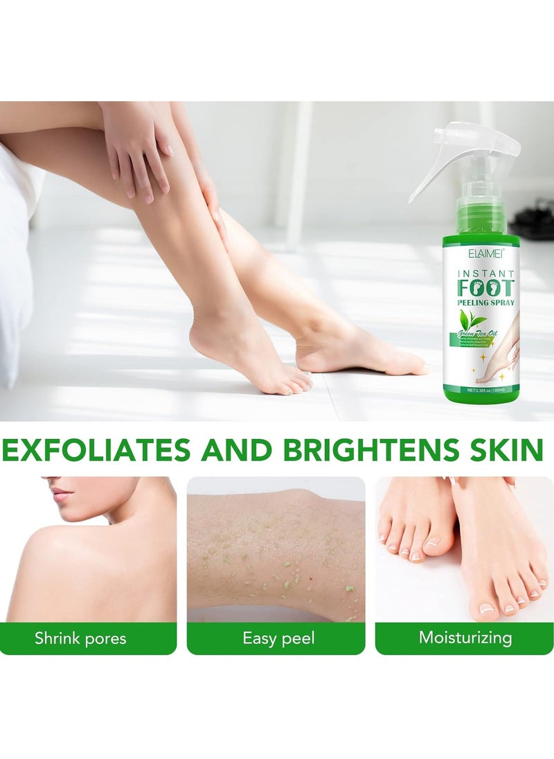 Foot Peel Spray,Foot Exfoliating Spray, Foot Peeling Spray that Remove Dead Skin within Seconds,Hydrating Nourish Peel Off Spray (Green Tea)