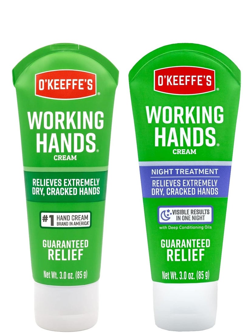 O'Keeffe's Working Hands Hand Cream; 3 oz Tube and Night Treatment Hand Cream; 3 oz Tube