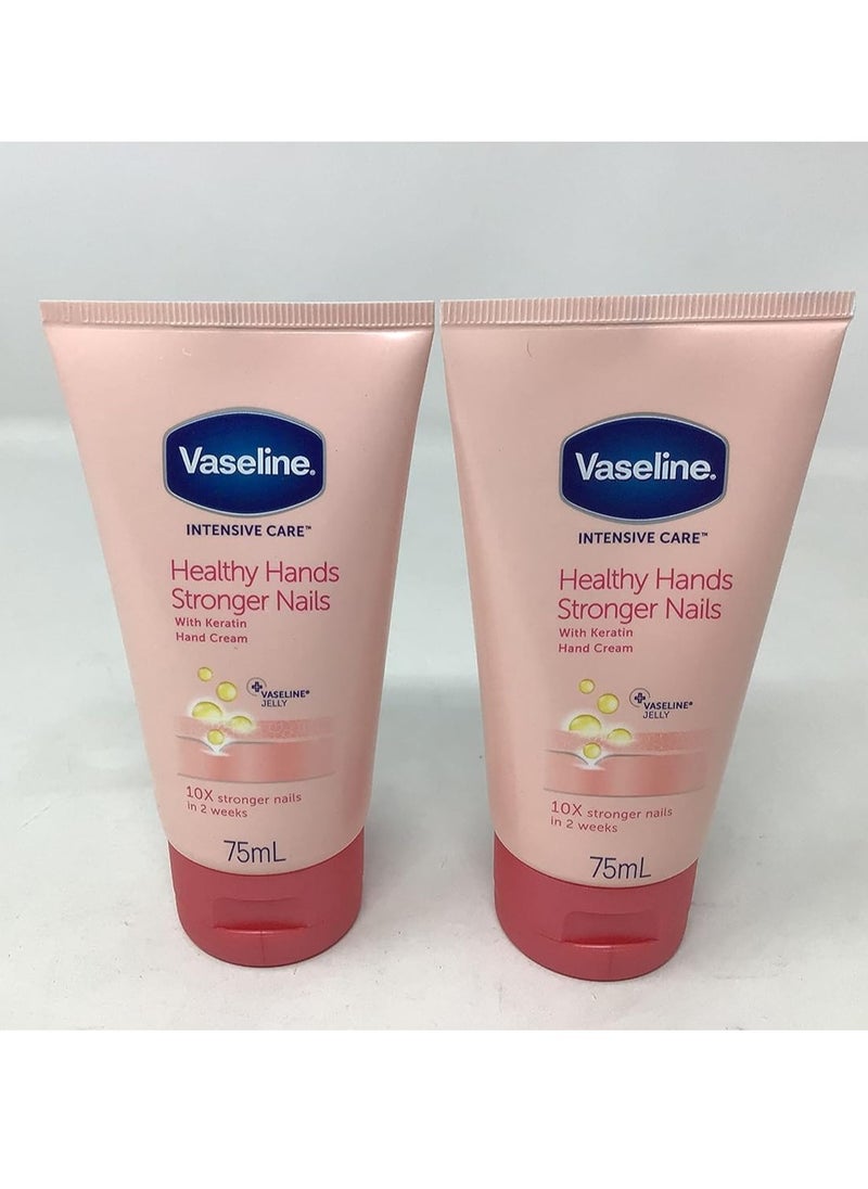 Vaseline Intensive Care Healthy Hands + Stronger Nails Hand Cream 75Ml - Pack of 2