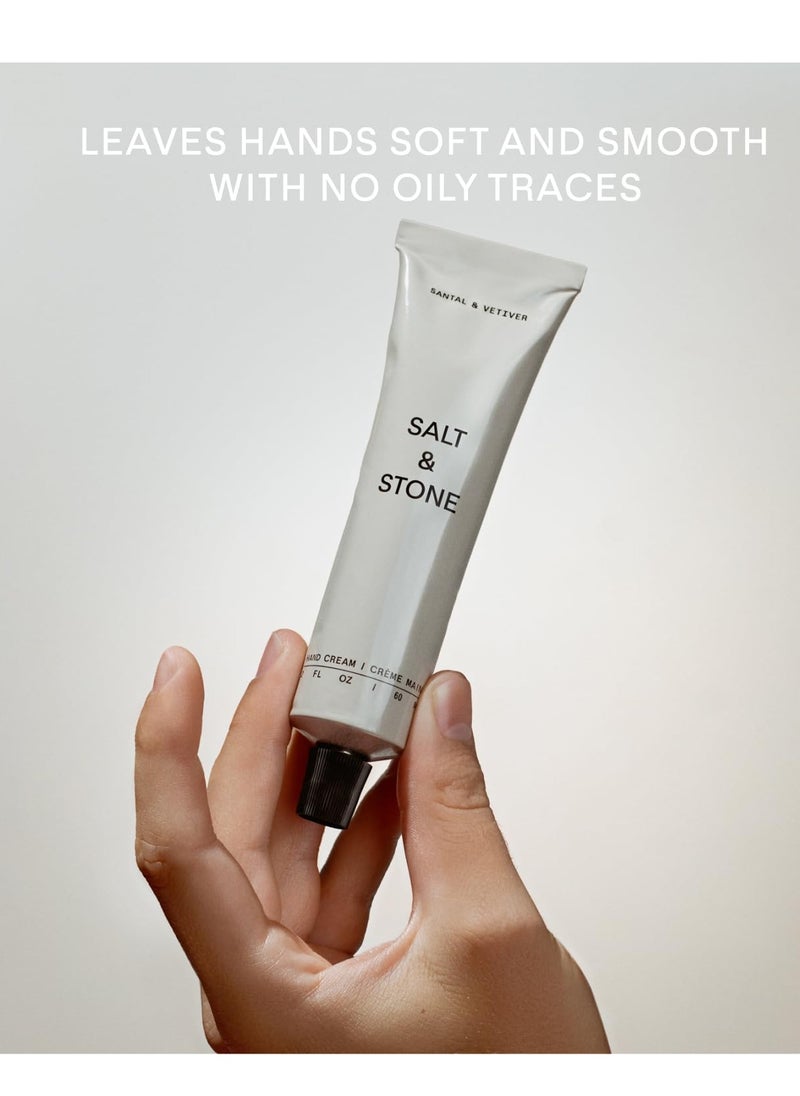 Salt & Stone Hand Cream for Women & Men | Santal & Vetiver | Hydrates, Nourishes & Softens Skin | Restores Dry Cracked Hands | Fast-Absorbing | Cruelty-Free & Vegan (2 fl oz)