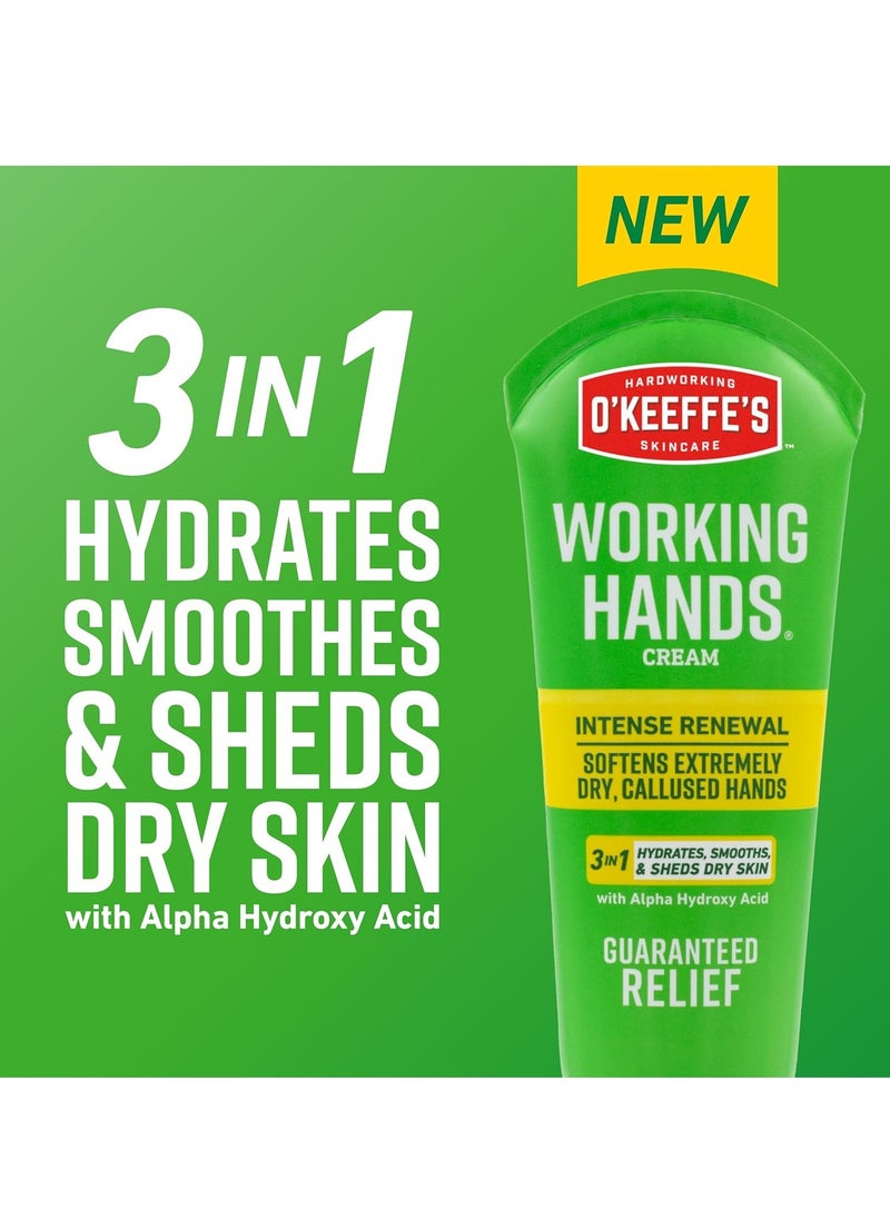 O'Keeffe's Working Hands Intense Renewal Hand Cream, 3oz Tube (Pack of 1) - Softens and Smooths Extremely Dry, Callused Hands