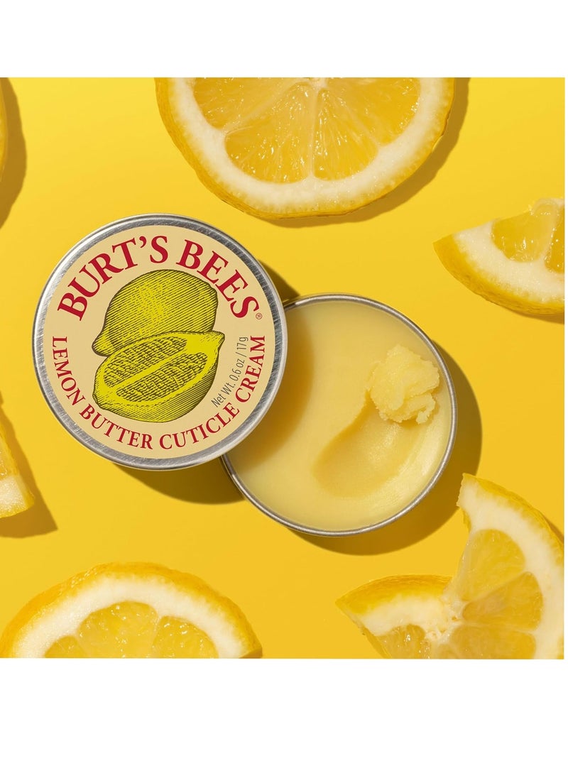 Burt's Bees Christmas Gifts, Hand Skin Care Stocking Stuffers, Moisturizing Cuticle Cream for Dry Skin, 100% Natural Origin, with Lemon Butter, 0.6 oz. (3-Pack)