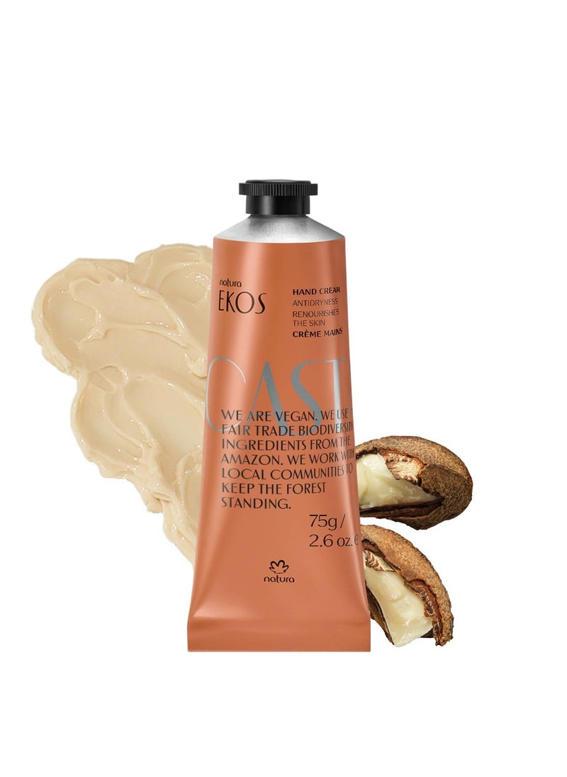 natura - Ekos Castanha (Brazil Nut) Hand Cream - Anti-Dryness Hand Balm - 24-Hour Deep Hydration Skin Moisturizer - Vegan Skin Care - Brazilian Beauty Secrets - Self Care & Body Care - 2.6oz (75g)