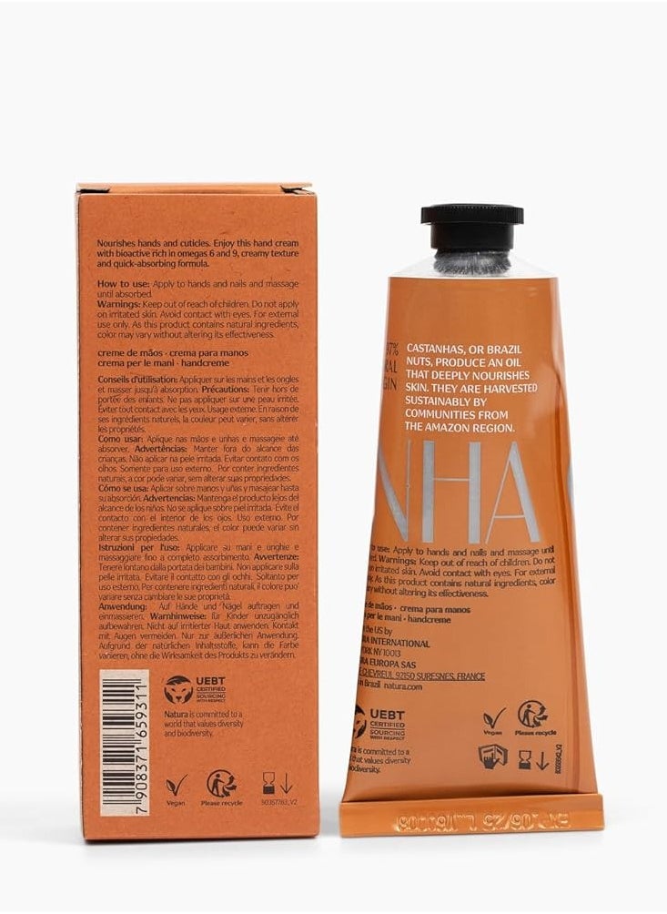 natura - Ekos Castanha (Brazil Nut) Hand Cream - Anti-Dryness Hand Balm - 24-Hour Deep Hydration Skin Moisturizer - Vegan Skin Care - Brazilian Beauty Secrets - Self Care & Body Care - 2.6oz (75g)