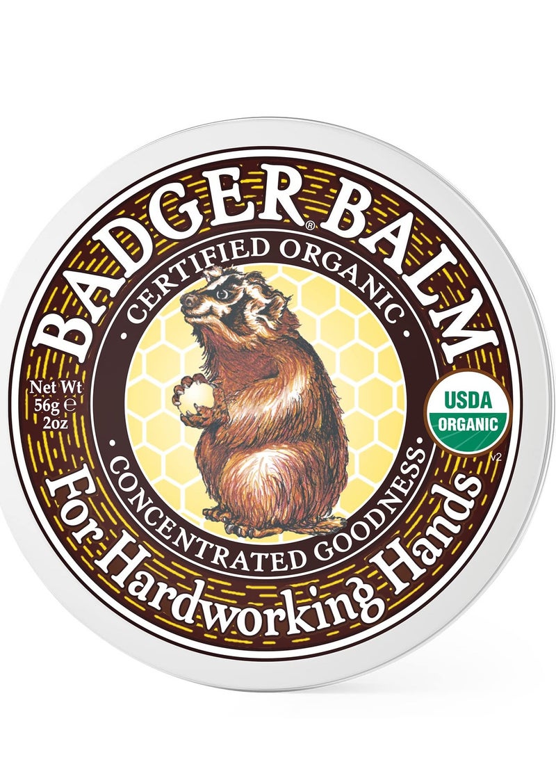 Badger - Hardworking Hands Healing Balm, Aloe Vera & Wintergreen, Working Hand Balm, Balm, for Dry Hands, Hand Moisturizer Balm, Certified Organic Hand Balm, Hand Repair Balm, 2 oz