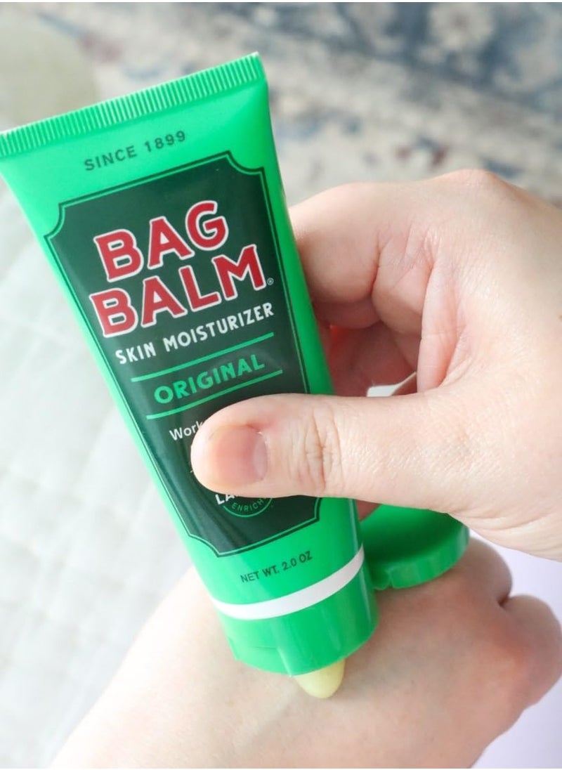 Bag Balm Vermont's Original Hand Moisturizer, Hand Balm for Dry Skin, Cracked Hands, Heels & Dry Hands Treatment, For Dogs and More Ointment, Dry Skin Lotion (2oz Tube (Pack of 2))