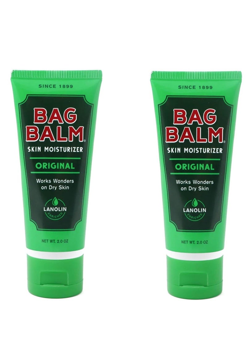 Bag Balm Vermont's Original Hand Moisturizer, Hand Balm for Dry Skin, Cracked Hands, Heels & Dry Hands Treatment, For Dogs and More Ointment, Dry Skin Lotion (2oz Tube (Pack of 2))
