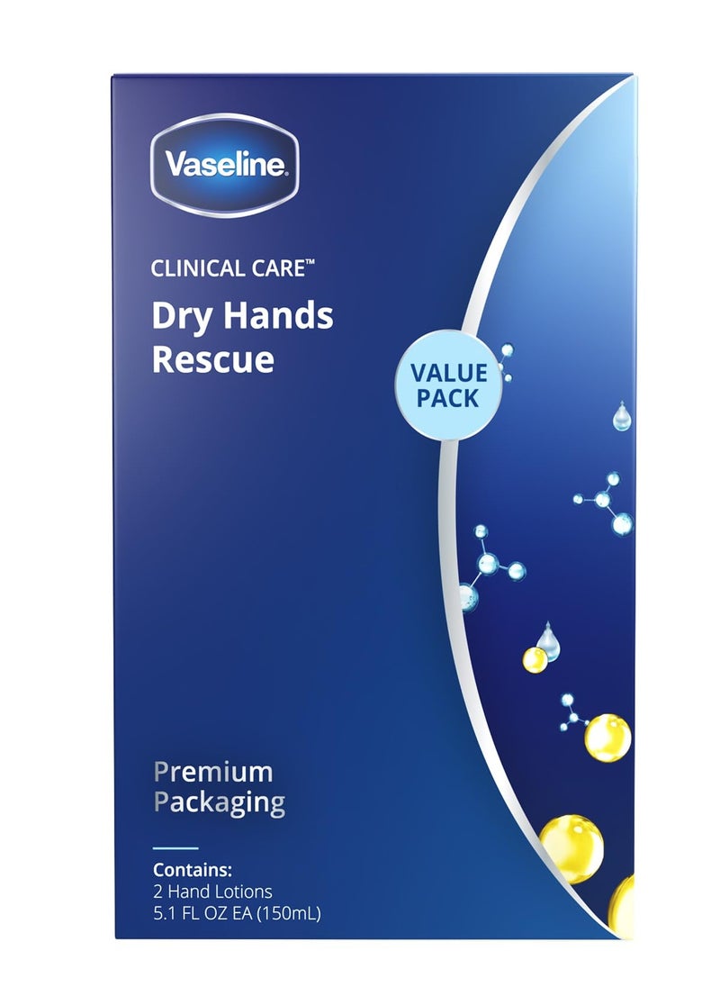 Vaseline Hand Cream, Clinical Care Dry Hands Rescue – Fragrance-Free Hand Lotion for Extremely Dry Skin Petroleum Jelly, Glycerin & Pro-Lipids, 5.1 Oz Ea (Pack of 2)