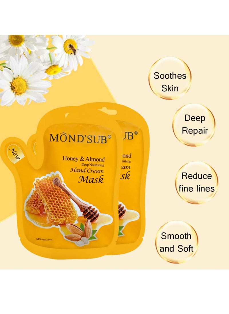 MOND'SUB 5 Pairs of Honey and Almond Best Hydrating Hand & Nail Mask - Best Deep Moisturizing Gloves for Dry Hands