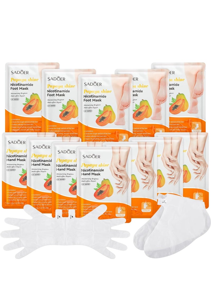 24 Pcs Moisturizing Hand and Foot Masks Hydrating Gloves Socks Masks for Dry Crack Foot Hand Skin Gift for Women Men Soft Smooth Touch