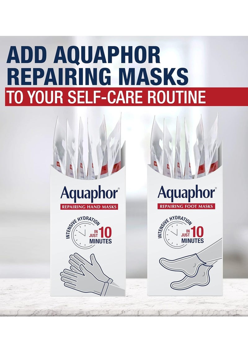 Aquaphor Repairing Hand Masks, Moisturizing Gloves for Dry Hands, Hand Moisturizer for Dry Skin with Avocado Oil and Shea Butter, Pack of 6