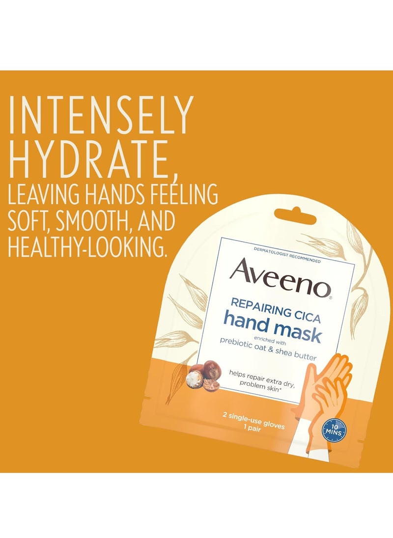 Aveeno Skin Relief Repairing Hand Mask, Moisturizing Gloves with Prebiotic Oat & Shea Butter for Very Dry Skin, Hand Care for Sensitive Skin, Fragrance-Free, 1 Pair of Single-Use Gloves