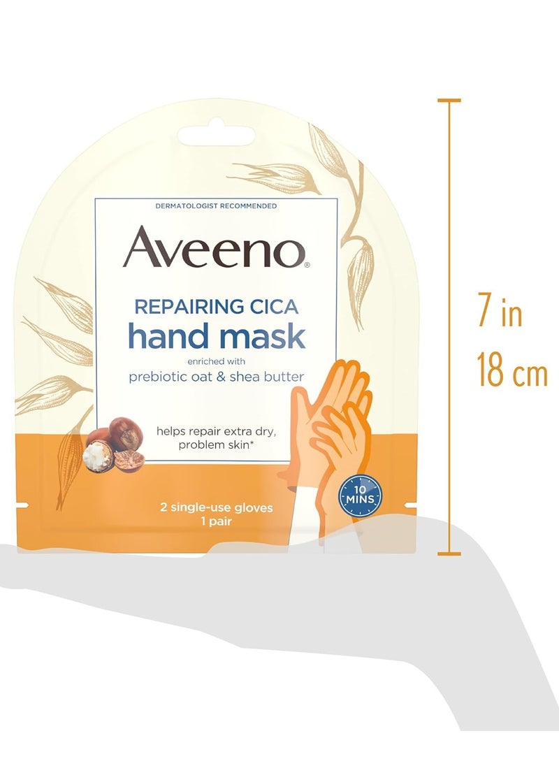 Aveeno Skin Relief Repairing Hand Mask, Moisturizing Gloves with Prebiotic Oat & Shea Butter for Very Dry Skin, Hand Care for Sensitive Skin, Fragrance-Free, 1 Pair of Single-Use Gloves