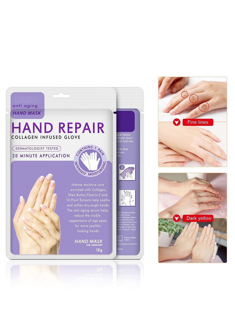 5 Pairs Hands Moisturizing Gloves, Hand Skin Repair Renew Mask Infused Collagen, Vitamins + Natural Plant Extracts for Dry, Aging, Cracked Hands (5 Pairs Hand mask)