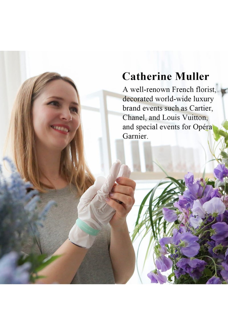 x Catherine Muller Floral Hand Mask 5 Pairs, Moisturizing Gloves for Dry Hands with Elder Flower & CICA, Reparing and Nourishing Hand Care Treatment for Cracked, Rough, and Dry Skin