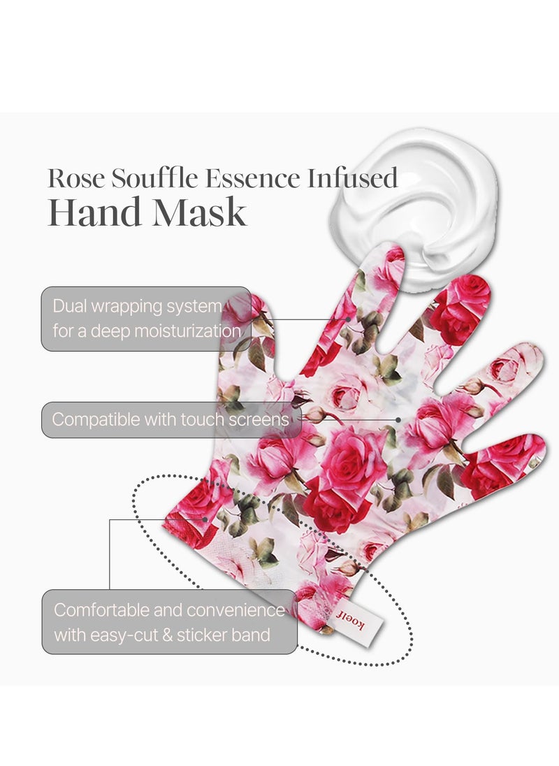 PETITFEE Rose Petal Satin Hand Mask (5pairs) - Intensive Nourishing, Moisturizing Gloves, Rose Scented Hand Repair Masks with Peptide, Collagen, Shea Butter for Silky Smooth Hand, Hand Treatment