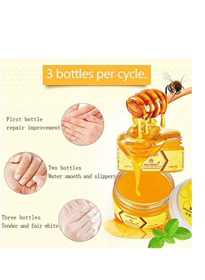 Hand Mask Milk Honey Peel Off Hand Wax Moisturizing Hydrating Nourishing Exfoliating Hand Film Hands Care paraffin110g