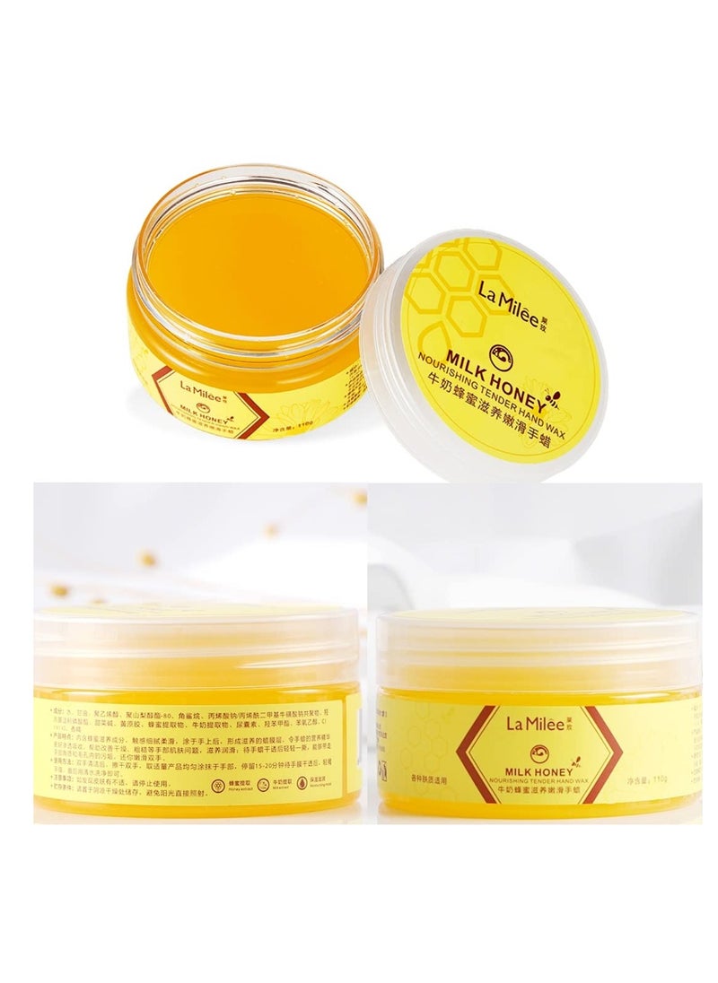 Hand Mask Milk Honey Peel Off Hand Wax Moisturizing Hydrating Nourishing Exfoliating Hand Film Hands Care paraffin110g