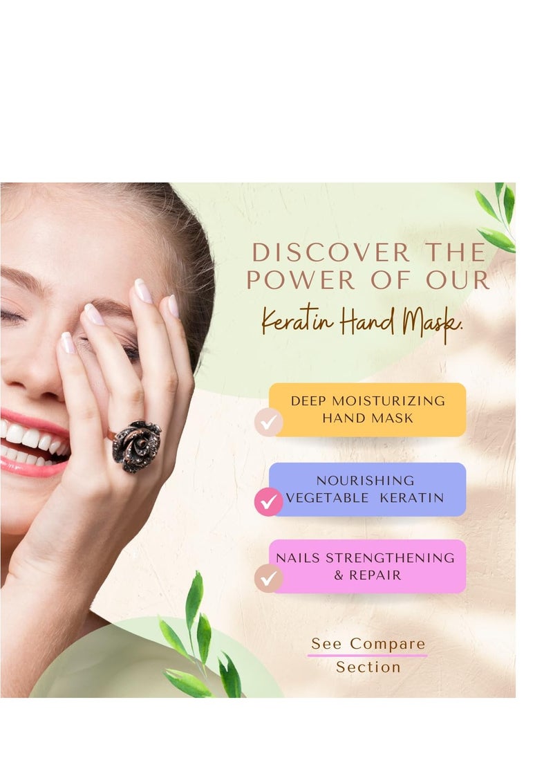 Bodipure Premium Hand Mask Keratin Gloves | Moisturizing Gloves for Dry Hands & Nail-Strengthening & Cuticle Softening | Spa Experience at Home | Chemical Free & For All Skin Types | 12 Pairs