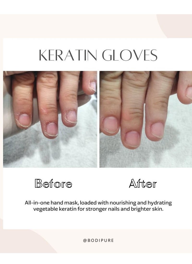 Bodipure Premium Hand Mask Keratin Gloves | Moisturizing Gloves for Dry Hands & Nail-Strengthening & Cuticle Softening | Spa Experience at Home | Chemical Free & For All Skin Types | 12 Pairs