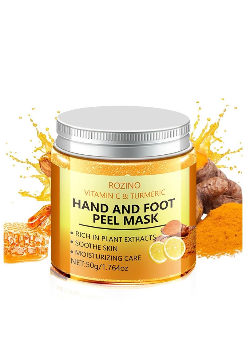 Vitamin C & Turmeric Hand and Foot Peel Mask, Hydrating Peel Off Hand Wax Mask Nourishing Exfoliating Repair Dry Rough Cracked Skin Hands Care, Exfoliating Hand Peeling Mask for Men & Women