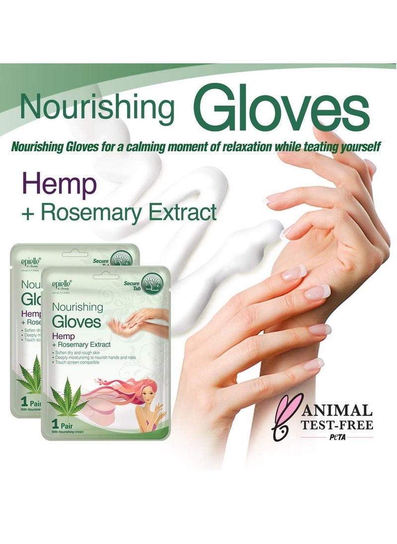 Epielle Nourishing Hand Masks - Hemp + Rosemary Extract for Deep Moisturizing 100% Vegan & Cruelty-Free (Gloves 6pk) For Dry Hand Spa Masks | Skincare Party Favors. STOCKING STUFFERS!!