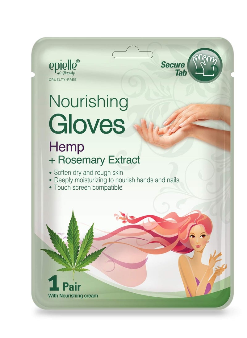 Epielle Nourishing Hand Masks - Hemp + Rosemary Extract for Deep Moisturizing 100% Vegan & Cruelty-Free (Gloves 6pk) For Dry Hand Spa Masks | Skincare Party Favors. STOCKING STUFFERS!!