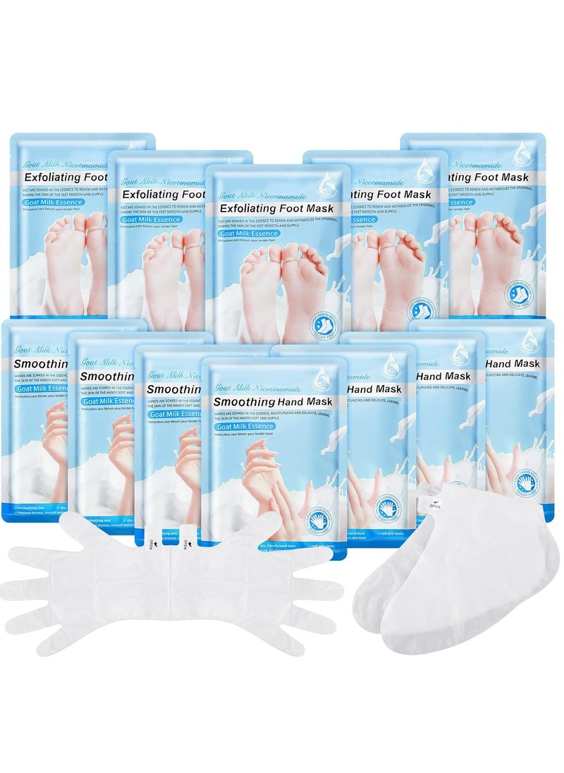 24 Pack Hydrating Hand and Foot Mask Set Moisturizing Gloves Socks Masks for Hand and Foot Dry Cracked Heel for Women Men Gift (Pink, Peach)