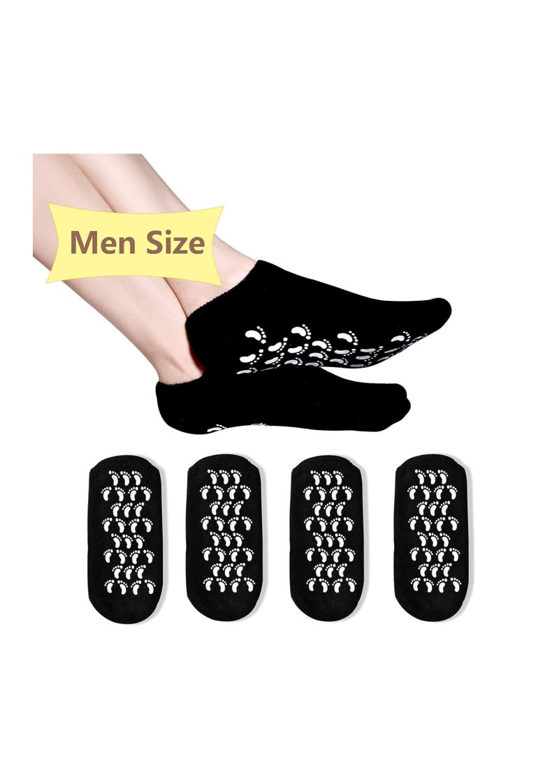 Moisturizing Socks, Gel Socks Soft Moisturizing Gel Socks, Gel Spa Socks for Repairing and Softening Dry Cracked Feet Skins (Men Size(Black))